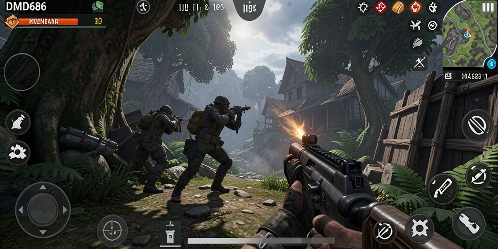 Tampilan gameplay seru DMD686 dengan aksi TPS mendebarkan.