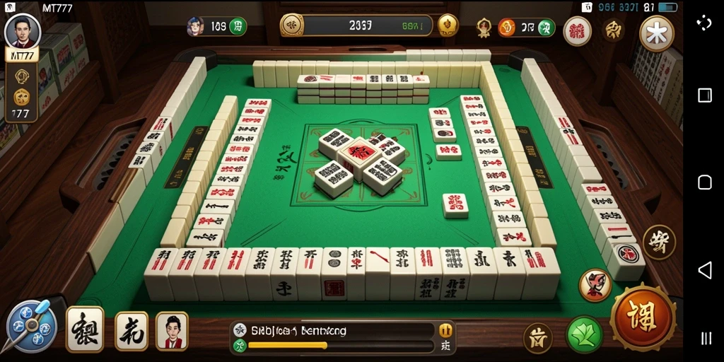 Tampilan gameplay menarik dari MT777 dengan desain Mahjong yang modern.