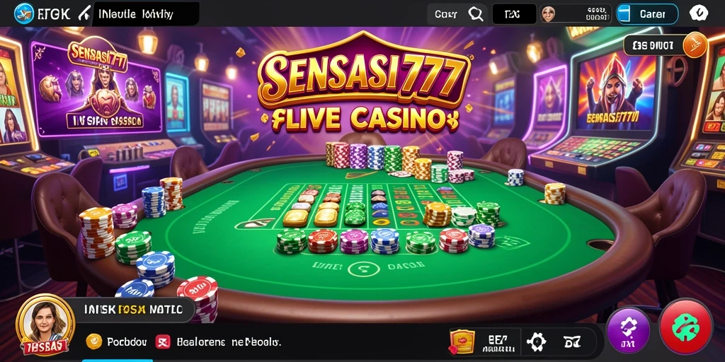 Screenshot SENSASI777 menampilkan gameplay seru Live Casino dengan dealer langsung.